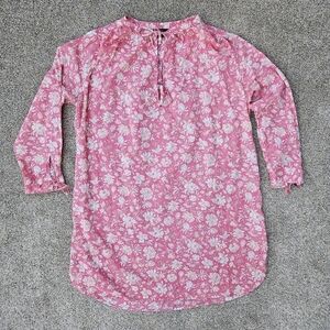 J. Crew Pink Tunic Beach Dress in Tossed Floral Toile Swimsuit Coverup XL